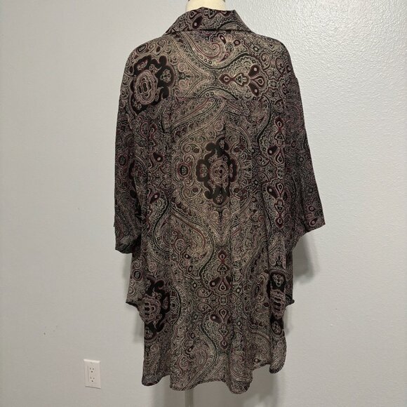 A Personal Touch Vintage Style Paisley Button Front Blouse 3X Made in USA - Picture 4 of 11